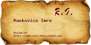 Raskovics Imre névjegykártya